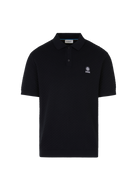 Crosshatch Knitted Polo Shirt - Black