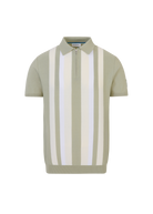 Vertical Stripe Zip Polo Shirt - Sage