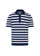 Stripe Texture Knitted Polo Shirt - Navy