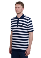 Stripe Texture Knitted Polo Shirt - Navy