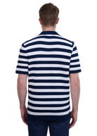 Stripe Texture Knitted Polo Shirt - Navy