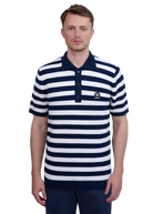 Stripe Texture Knitted Polo Shirt - Navy