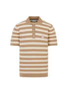 Stripe Texture Knitted Polo Shirt - Natural