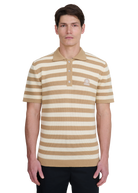 Stripe Texture Knitted Polo Shirt - Natural
