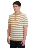 Stripe Texture Knitted Polo Shirt - Natural