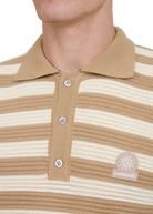 Stripe Texture Knitted Polo Shirt - Natural