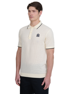 Pointelle Fine Knit Polo Shirt - Off White
