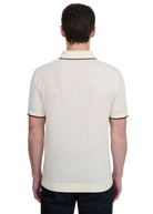Pointelle Fine Knit Polo Shirt - Off White