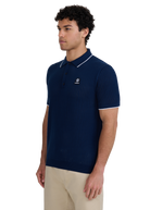 Pointelle Fine Knit Polo Shirt - Navy