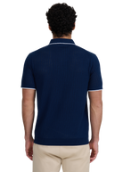 Pointelle Fine Knit Polo Shirt - Navy