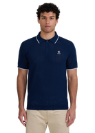 Pointelle Fine Knit Polo Shirt - Navy