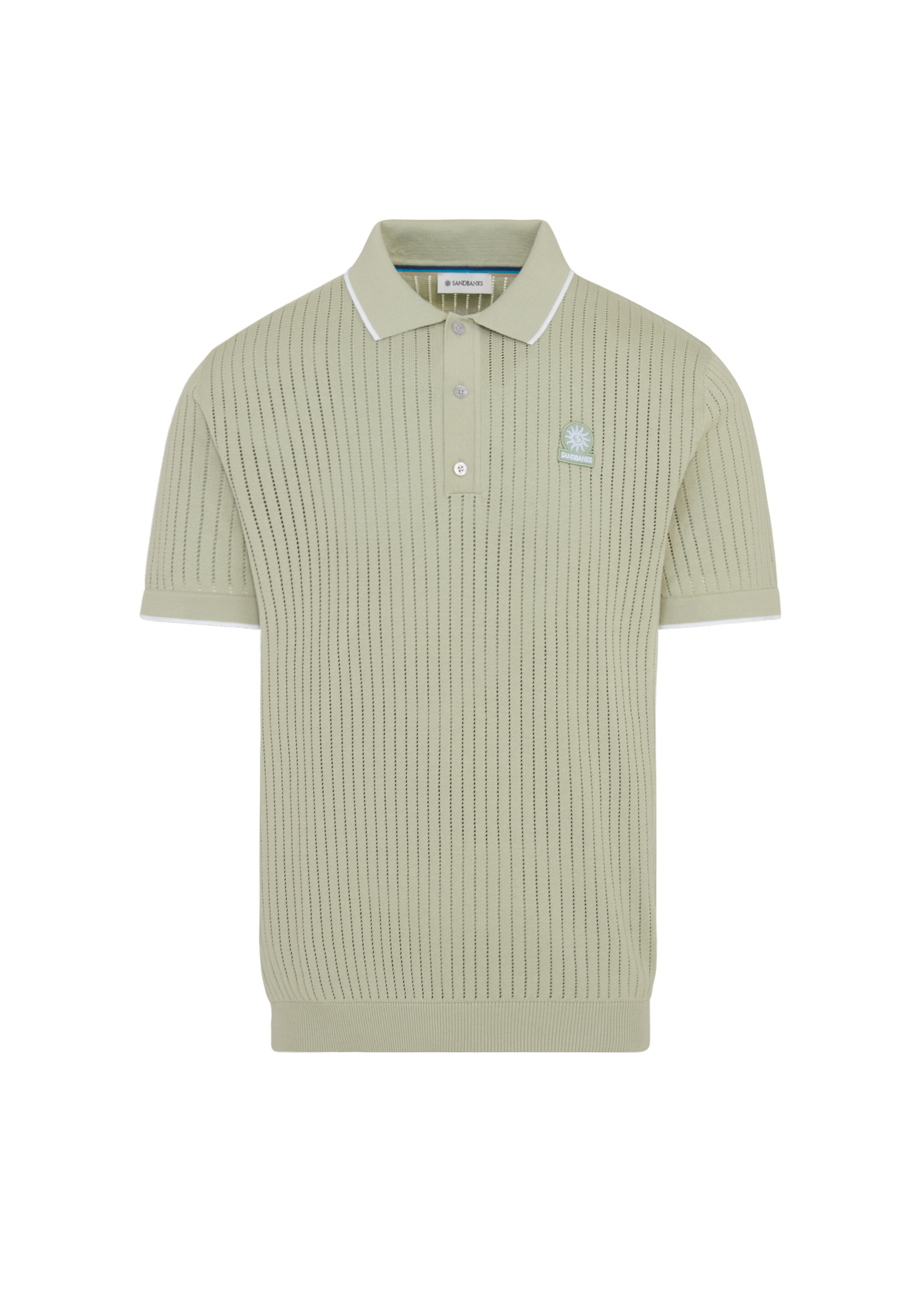 Pointelle Fine Knit Polo Shirt - Sage