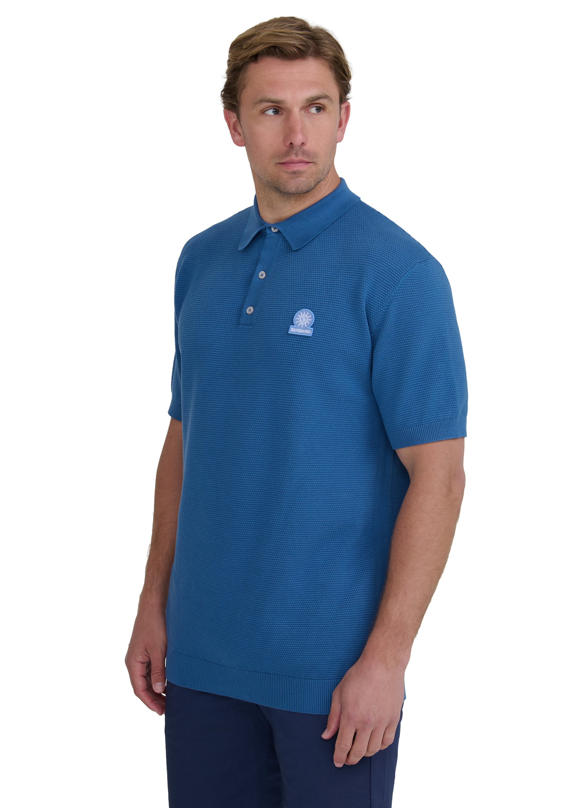 Waffle Knitted Polo Shirt - Teal