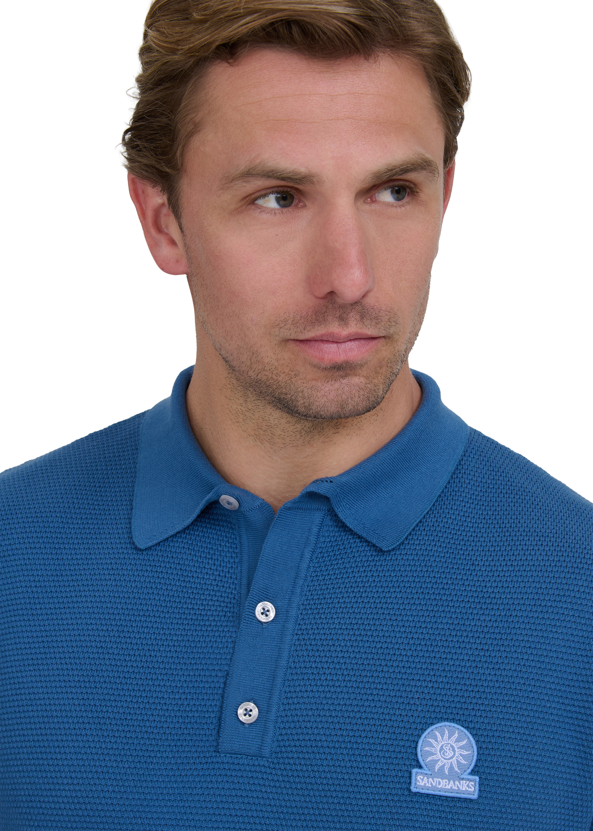 Waffle Knitted Polo Shirt - Teal