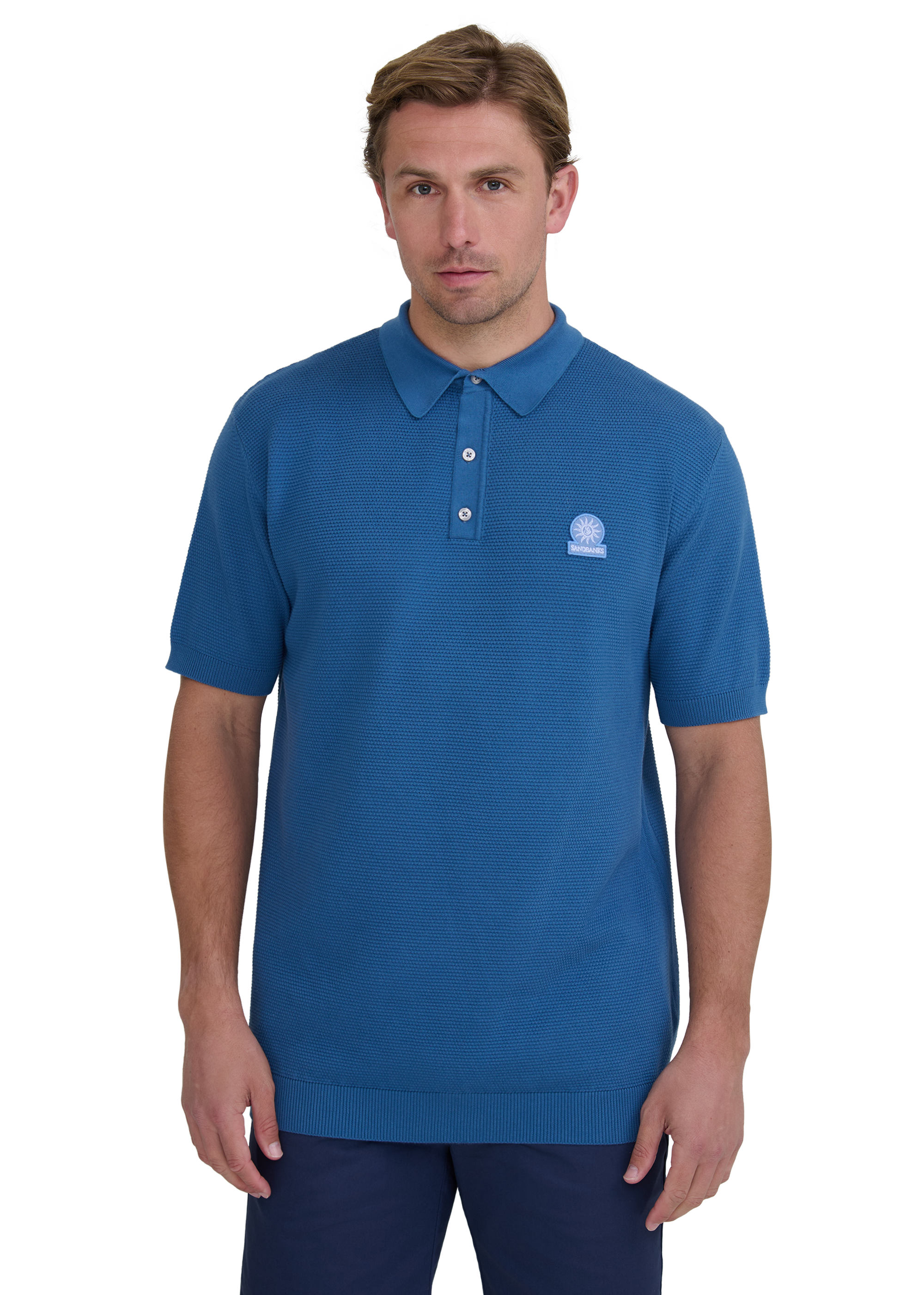 Waffle Knitted Polo Shirt - Teal