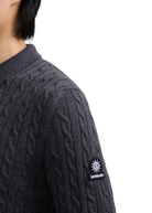 Merino Wool Cable Knit Polo Shirt - Anthracite