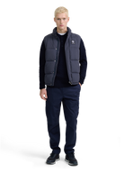 Merino Cable Knit Polo Shirt - Navy