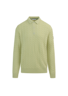 Merino Cable Knit Polo Shirt - Sage