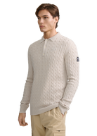 Merino Cable Knit Polo Shirt - Stone
