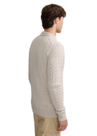 Merino Cable Knit Polo Shirt - Stone