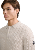 Merino Cable Knit Polo Shirt - Stone