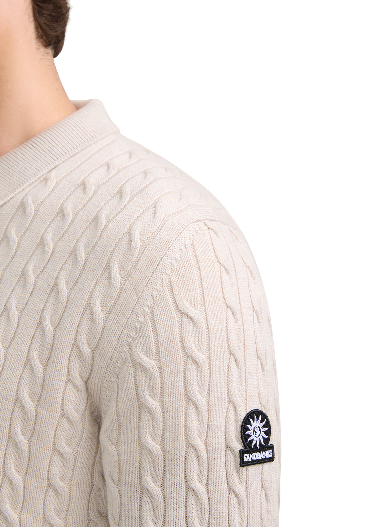 Merino Cable Knit Polo Shirt - Stone