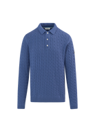 Merino Cable Knit Polo Shirt - Teal