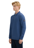 Merino Cable Knit Polo Shirt - Teal