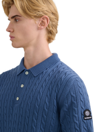 Merino Cable Knit Polo Shirt - Teal