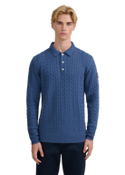 Merino Cable Knit Polo Shirt - Teal