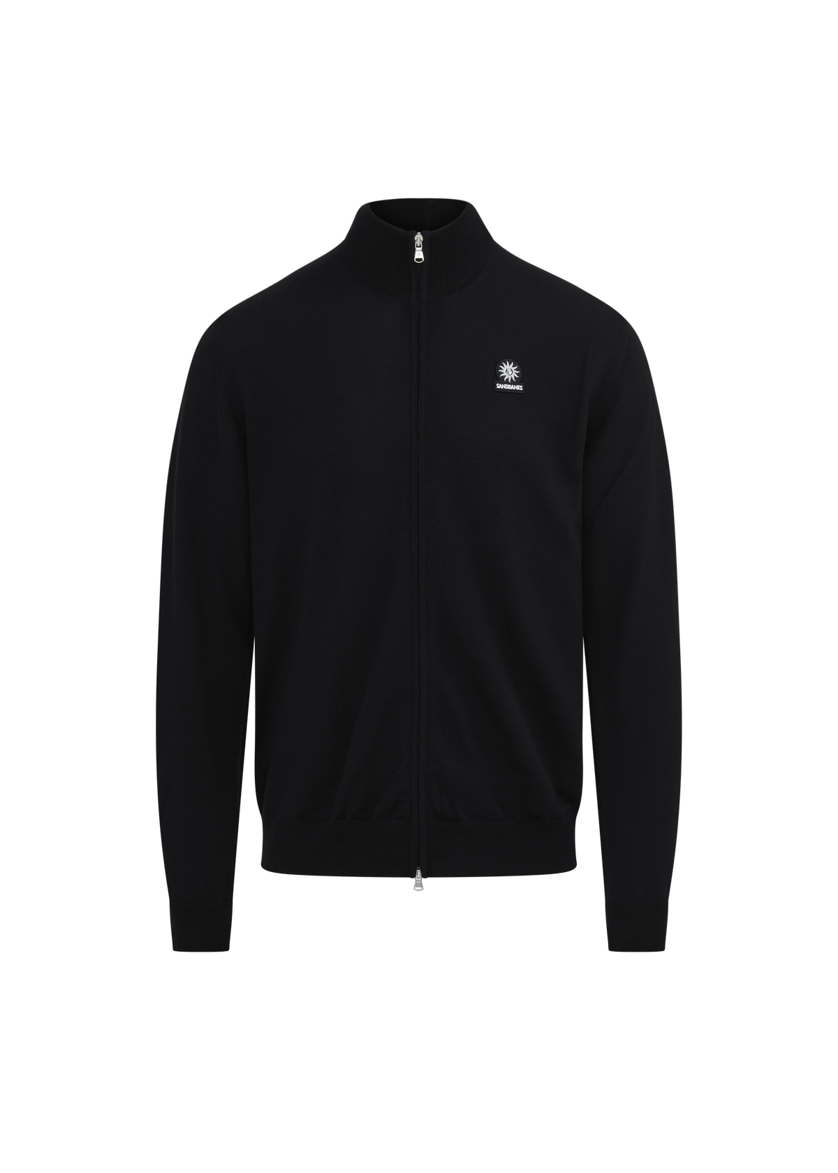 Merino Wool Full-Zip Cardigan - Black