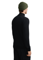 Merino Wool Full-Zip Cardigan - Black