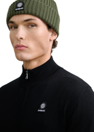 Merino Wool Full-Zip Cardigan - Black