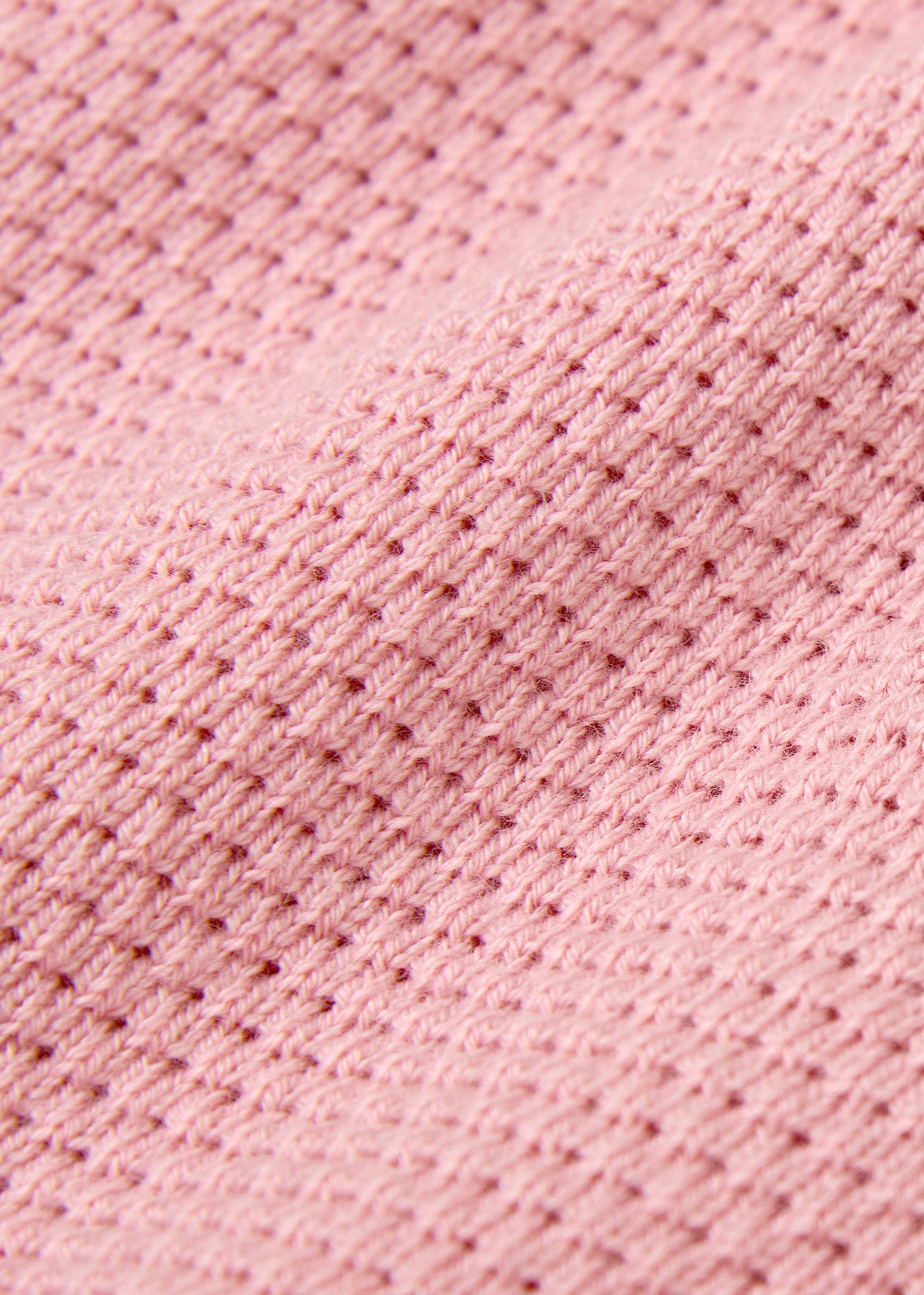 Waffle Knitted Polo Shirt - Dusty Pink
