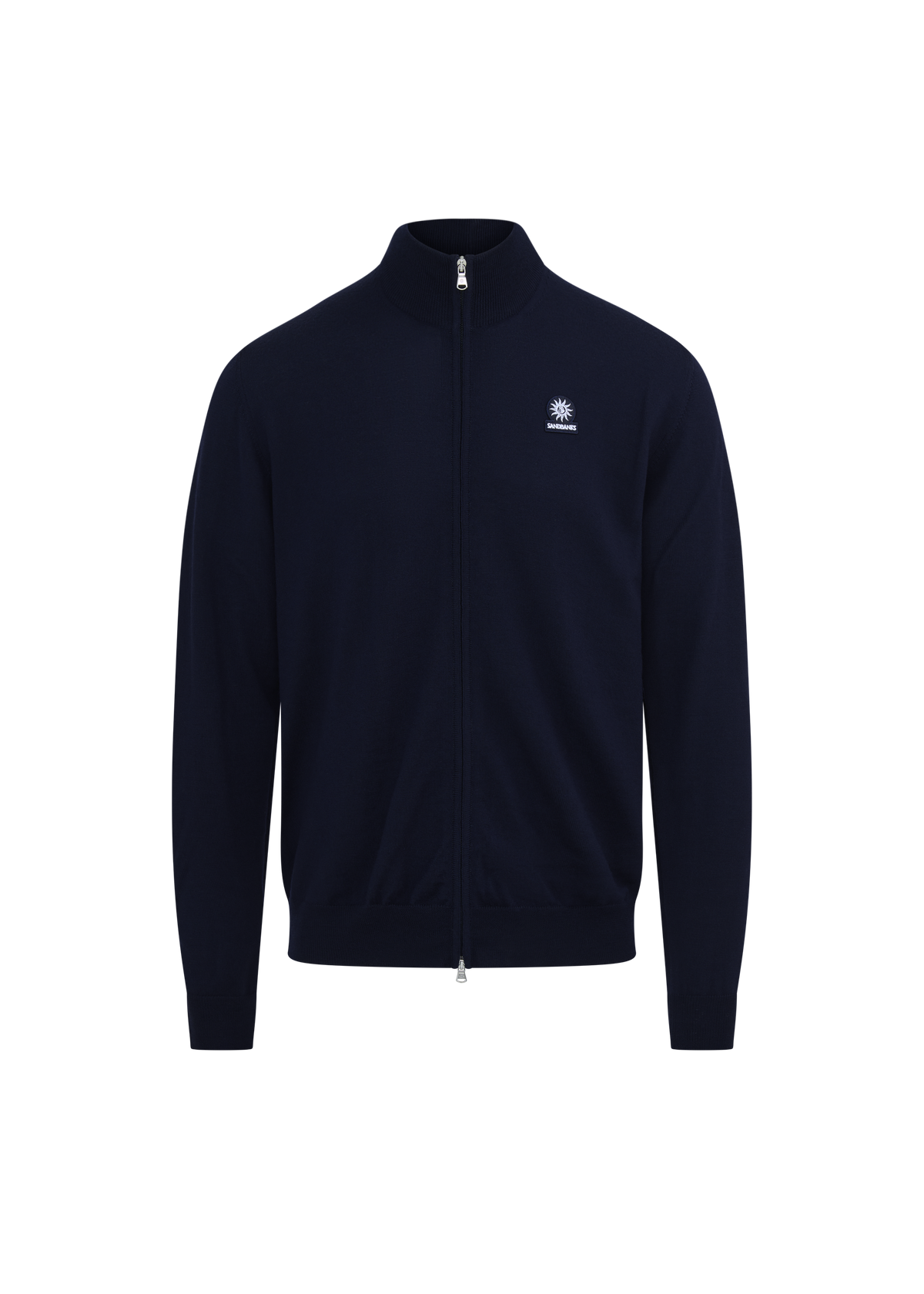Merino Wool Full-Zip Cardigan - Navy