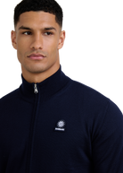 Merino Wool Full-Zip Cardigan - Navy