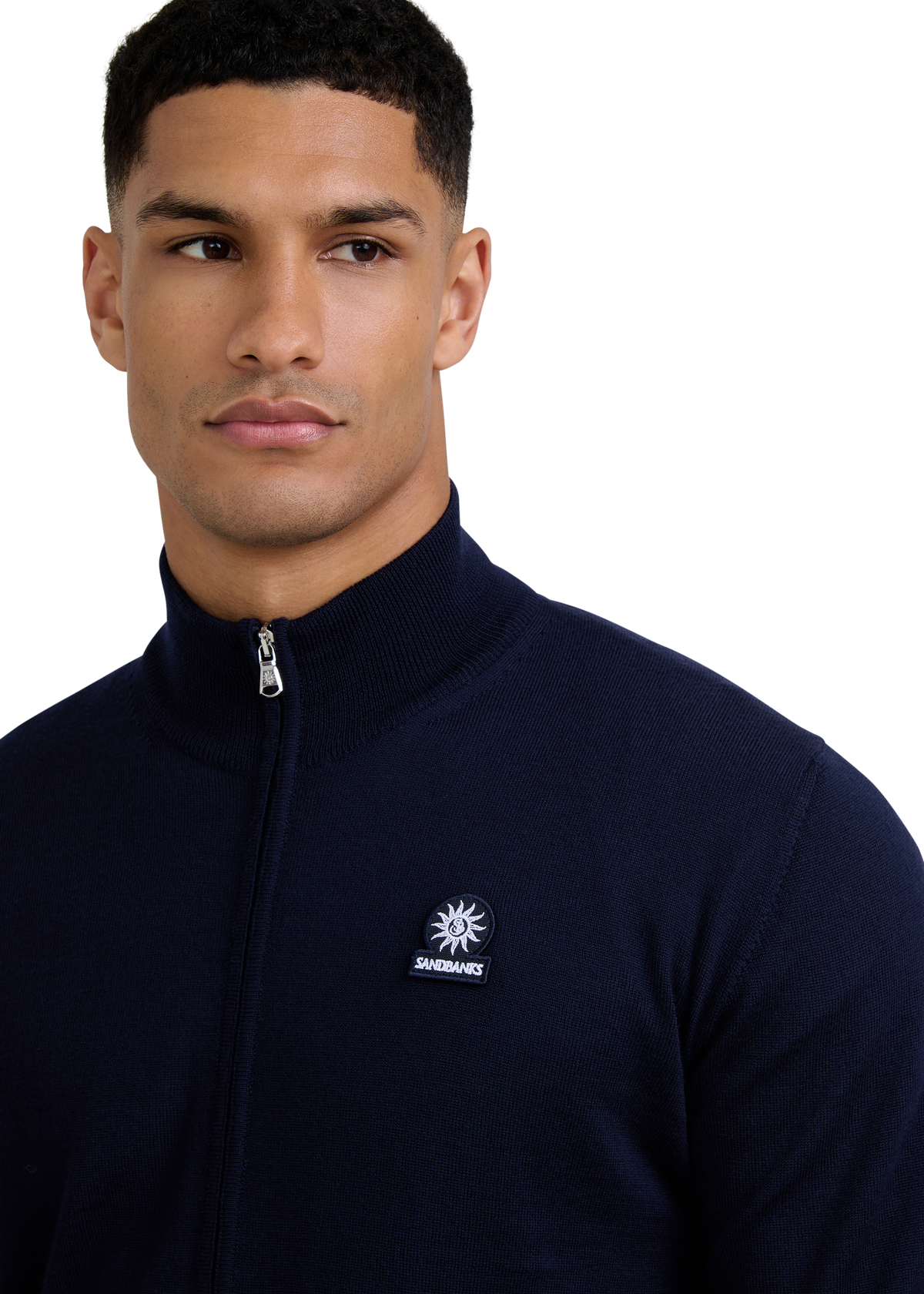 Merino Wool Full-Zip Cardigan - Navy