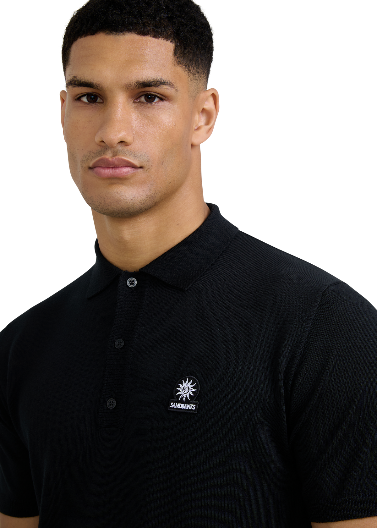 Merino Wool Short Sleeve Polo - Black
