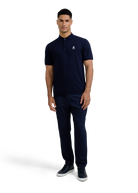 Merino Wool Short Sleeve Polo - Navy