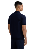 Merino Wool Short Sleeve Polo - Navy