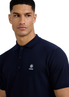 Merino Wool Short Sleeve Polo - Navy