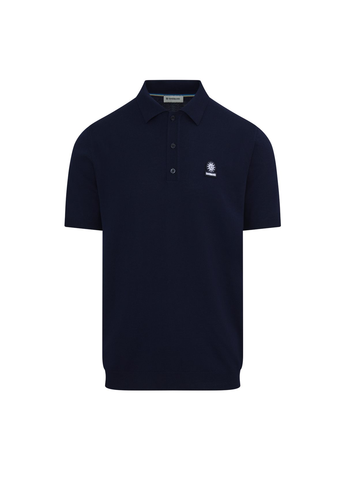 Merino Wool Short Sleeve Polo - Navy