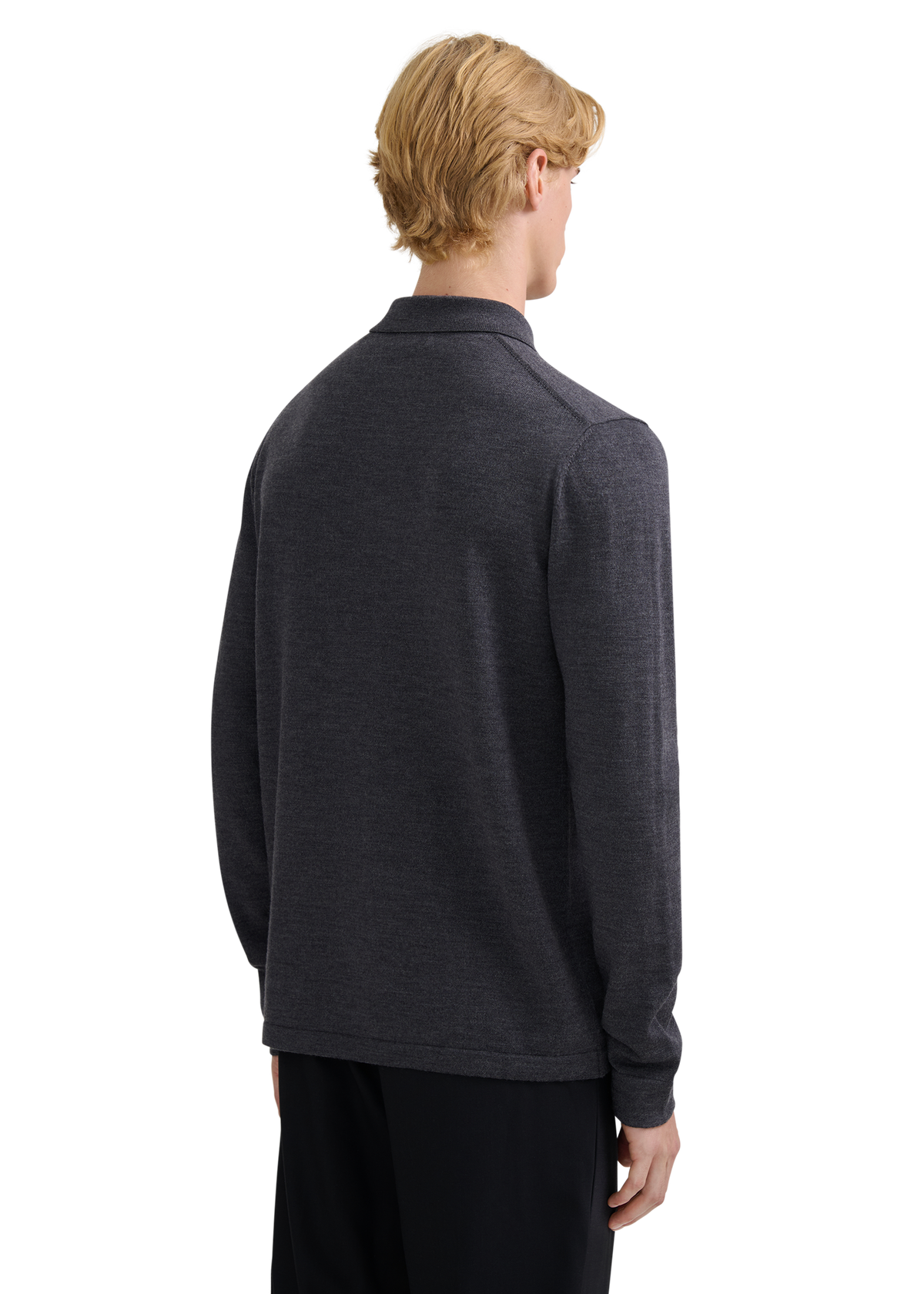 Merino Wool Button Polo Shirt - Anthracite