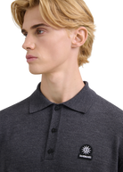 Merino Wool Button Polo Shirt - Anthracite