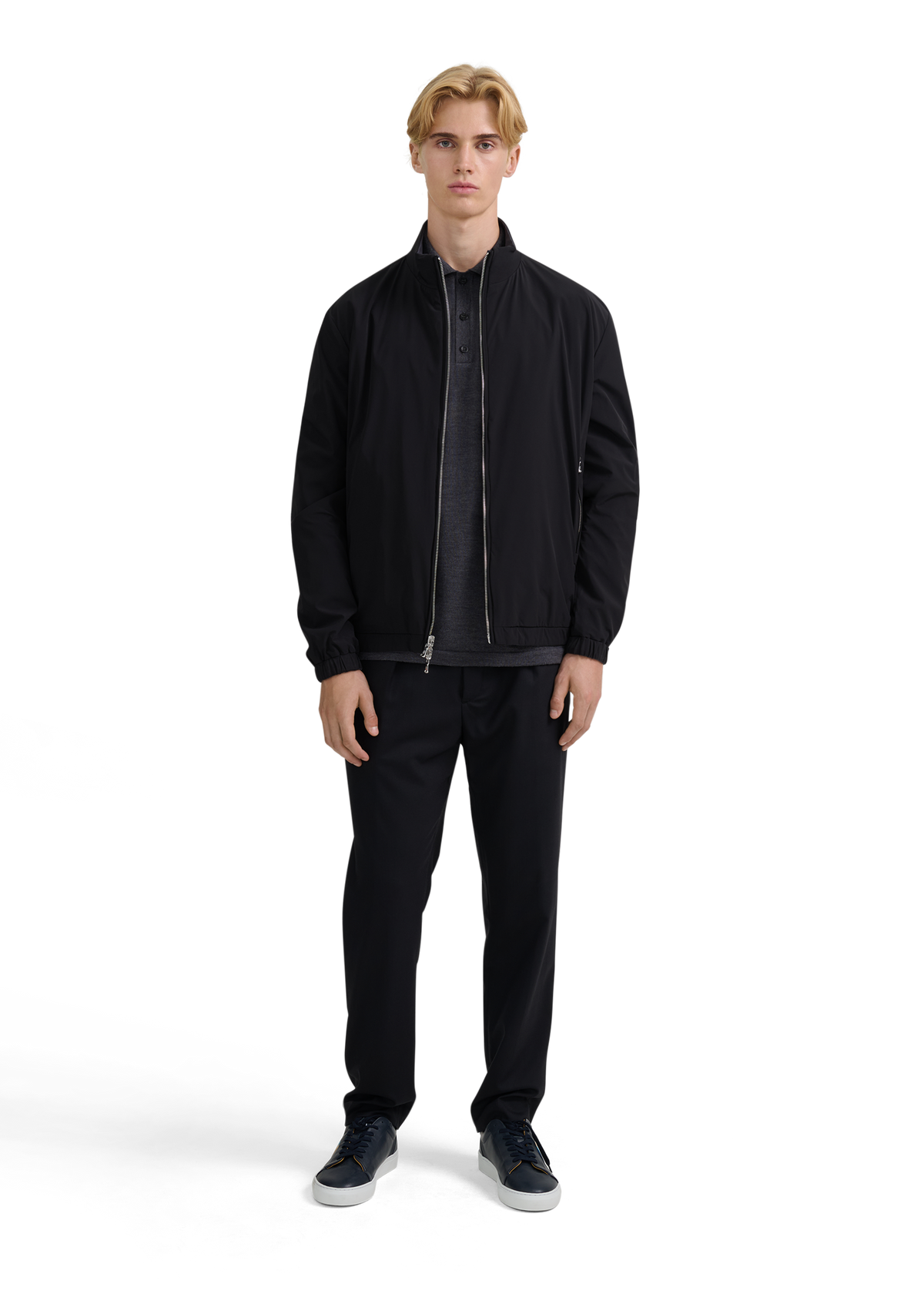 Merino Wool Button Polo Shirt - Anthracite