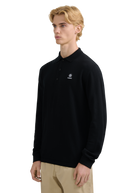 Merino Wool Button Polo Shirt - Black