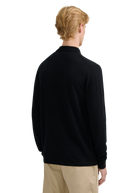Merino Wool Button Polo Shirt - Black
