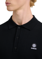Merino Wool Button Polo Shirt - Black