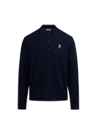 Merino Wool Button Polo Shirt - Navy