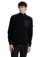 Technical Panelled Knit Zip Jacket - Black